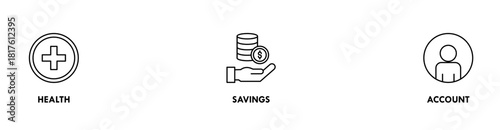 HSA banner web icon vector illustration concept for health saving account with icon of healthcare, growth, id card, and accounting