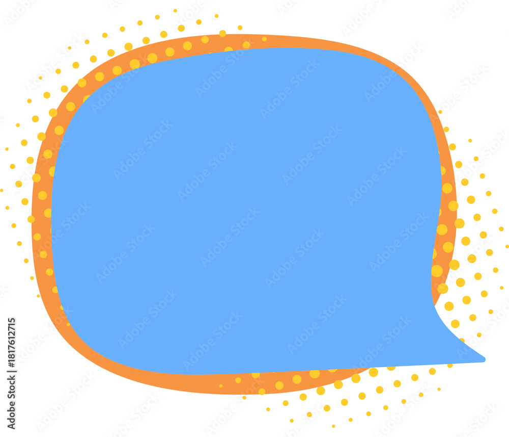 Fototapeta premium Communication message bubble flat cartoon icon, colorful comic balloon, cute raster clipping with dotted halftone effect