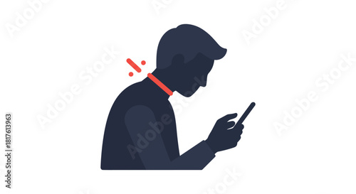 forward head posture using a smartphone causing neck pain illustrating bad posture cervicalgia and health risks from phone overuse