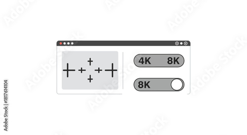 illustrating 8k resolution display technology showing 4k vs 8k switch options perfect for showcasing visual clarity and advanced screen tech