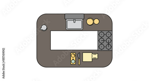 kitchen counter top view sink stovetop cooking preparation area creating an efficient workspace for culinary tasks perfect for interior design blogs.