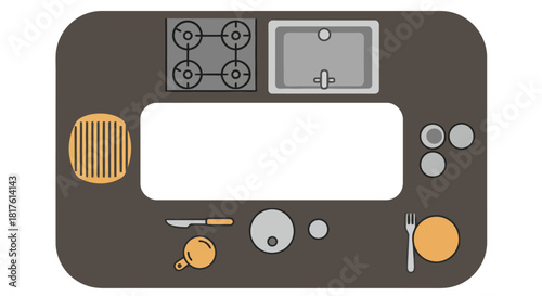 kitchen countertop overhead stove sink cooking utensils and an empty counter space allowing for kitchen layout recipe blogs and meal planning designs.