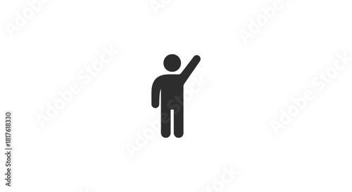 person raising hand a silhouette of a person gesturing against a white background concept for introduction attention and communication.