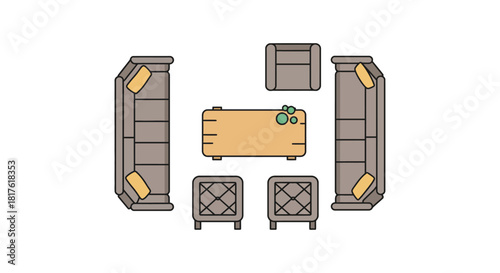 living room layout design creating a cozy seating arrangement with sofas armchairs ottomans and a coffee table ideal for interior design projects