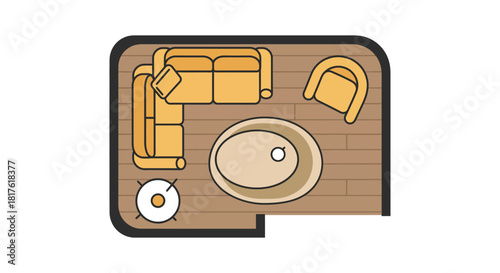 living room layout illustration showing furniture arrangement for interior design projects optimizing space  functionality suitable for home decor blogs