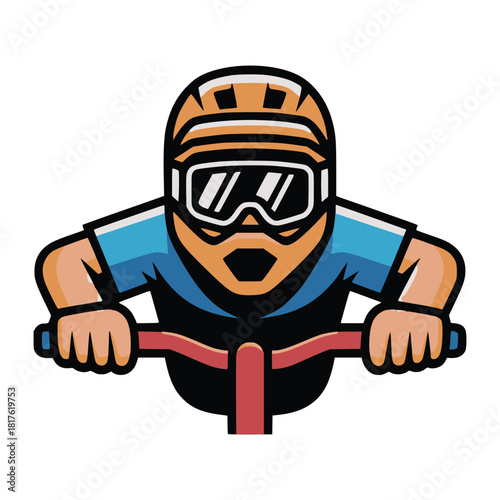 Mountain Biker Mascot Logo – Extreme Cycling Character Illustration