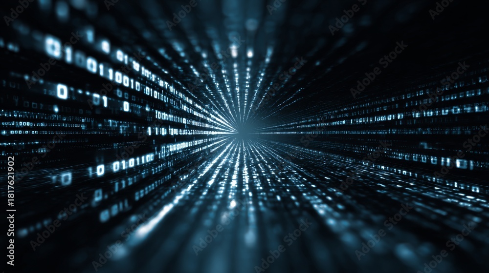 custom made wallpaper toronto digitalGlowing data tunnel, binary numbers and data streams, tech background