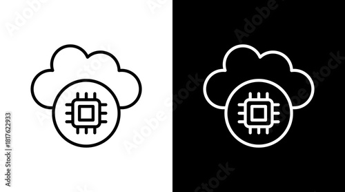 Cloud Ai Outline White Icon Set Design