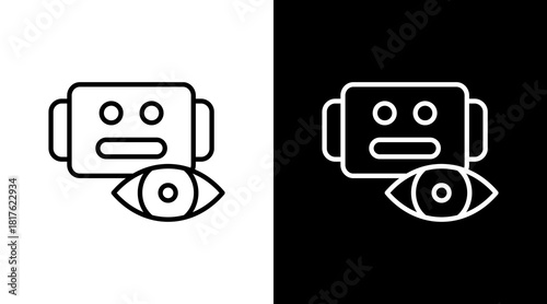 Vision Bot Outline White Icon Set Design