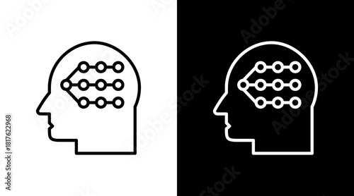 Neural Path Outline White Icon Set Design