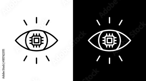 Smart Vision Outline White Icon Set Design