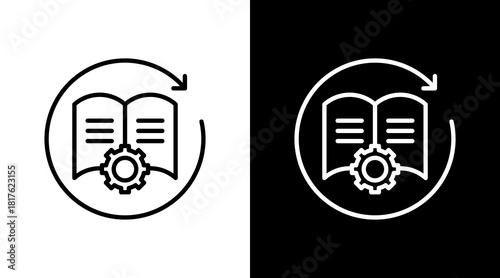 Auto Learn Outline White Icon Set Design