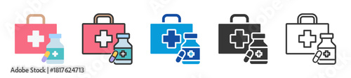 medication icon set multi style various collection