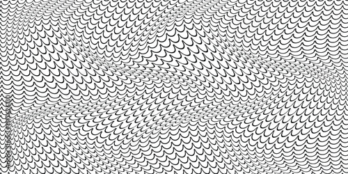 simple black outline fish scale wave pattern for banner poster background.