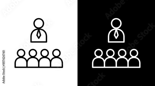 Team Leader Outline White Icon Set Design