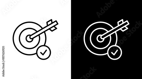 Target Hit Outline White Icon Set Design