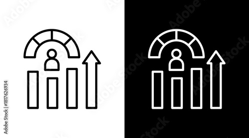 Productivity Chart Outline White Icon Set Design