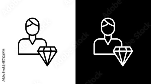 Employee Value Outline White Icon Set Design