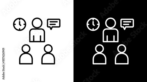 Coaching Time Outline White Icon Set Design