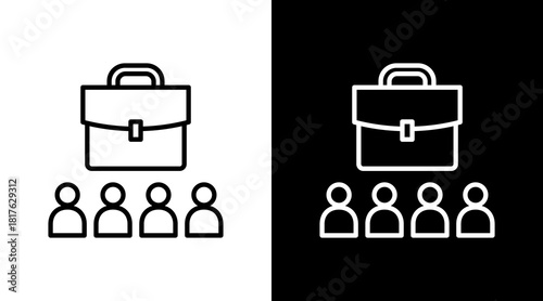 Career Fair Outline White Icon Set Design