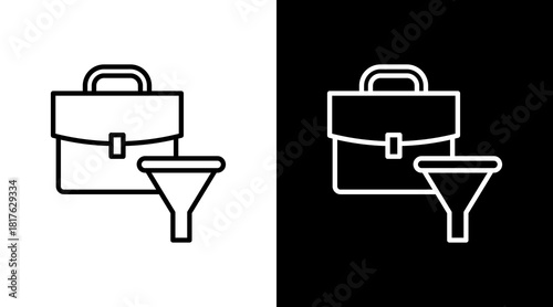 Job Filter Outline White Icon Set Design