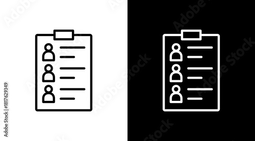 Candidate List Outline White Icon Set Design