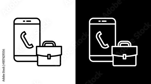 Interview Call Outline White Icon Set Design