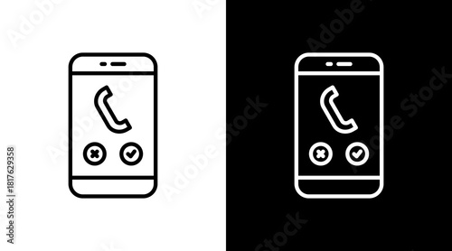 Phone Screen Outline White Icon Set Design