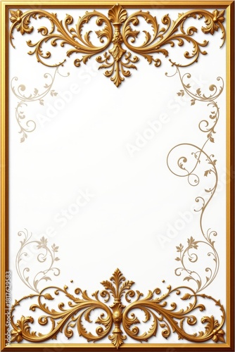 Elegant Gold Vintage Frame with Intricate Flourishes and Ornate Design for Artistic Display and Decoration Purposes