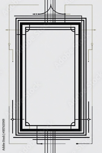 Elegant geometric frame design with black lines and gold accents for modern and vintage themed creative projects