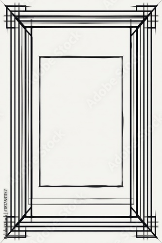 Minimalist black and white frame design with geometric lines for artistic displays and creative presentations