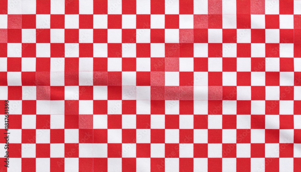 Fototapeta premium Classic Red and White Gingham Checkered Fabric Pattern Texture Background