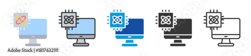 quantum computing icon set multi style various collection