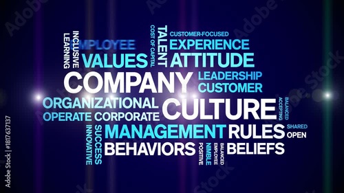 Company Culture animated word cloud-text design animation tag kinetic typography seamless loop.