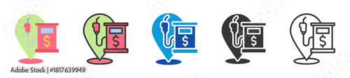 fuel filling location icon set multi style various collection