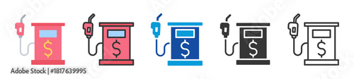 gas station icon set multi style various collection