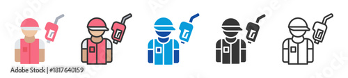 fuel attendant icon set multi style various collection