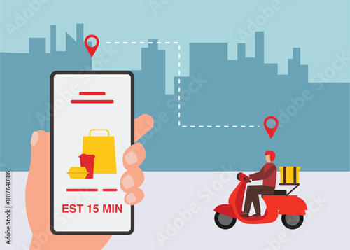 Waiting for online order. Courier is on the way to destination