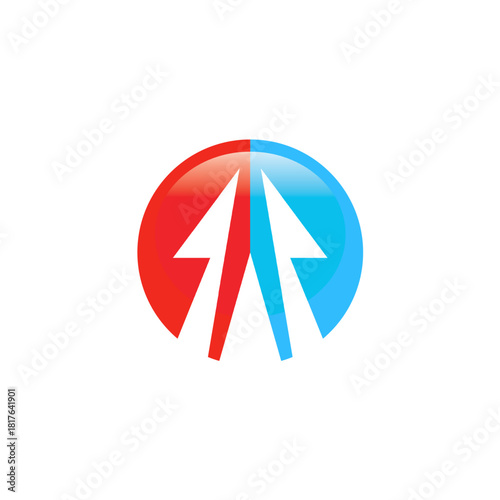 Dual-Directional Synergy: A Modern Symbol of Growth and Collaboration Represented by Intertwined Arrows Ascending Within a Vibrant Red and Blue Circular Design on White Background Free Download Dual-Directional Synergy: A Modern Symbol of Growth and Collaboration Represented by Intertwined Arrows Ascending Within a Vibrant Red and Blue Circular Design on White Background - GFXLoad
