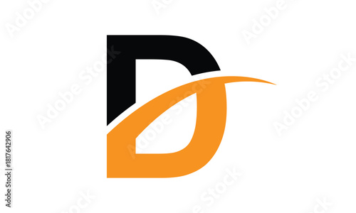 abstract creative black orange D letter logo vector.
