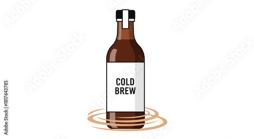 Refreshing Cold Brew Coffee Beverage in a Glass Bottle