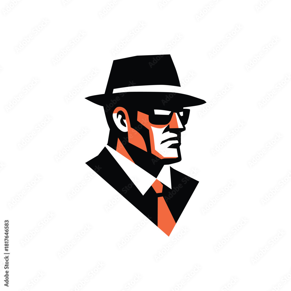 Obraz premium Geometric Mafia Man Profile Vector Illustration.eps