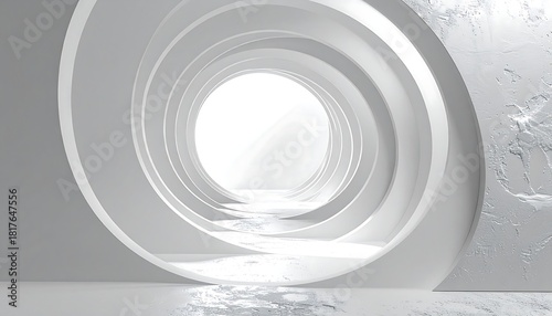 Fototapeta Naklejka Na Ścianę i Meble -  Abstract white tunnel with light at the end, modern design.