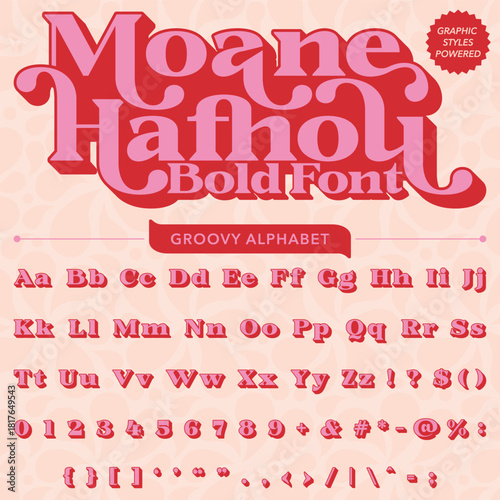 Serif Groovy Retro Vintage Bold Font alphabet vector file