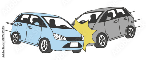 交通事故で車が衝突する瞬間のイメージ（斜め構図）