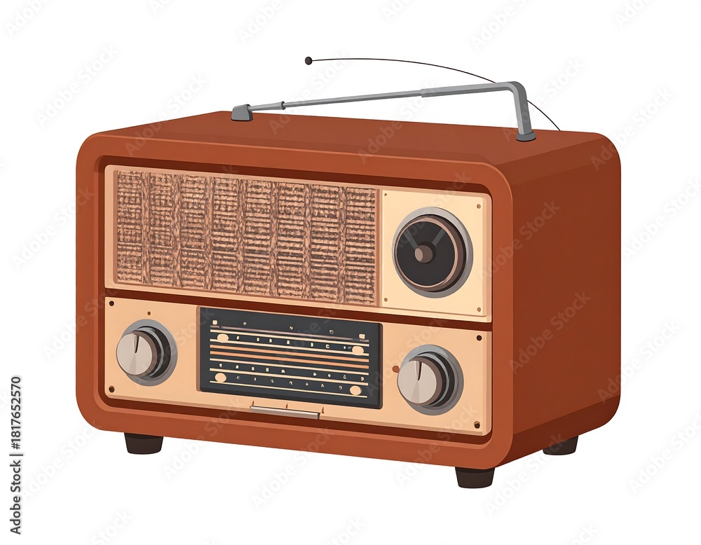 Fototapeta premium Vintage Radio Illustration - Nostalgic Design and Retro Technology.