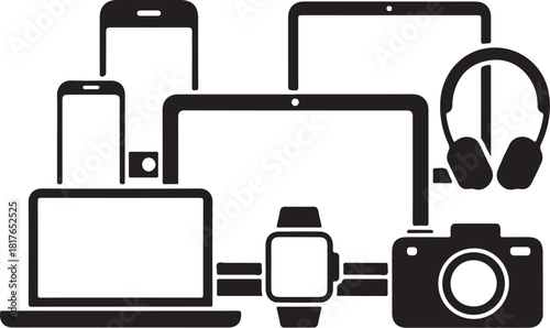 Trendy tech devices seamless vector presentation