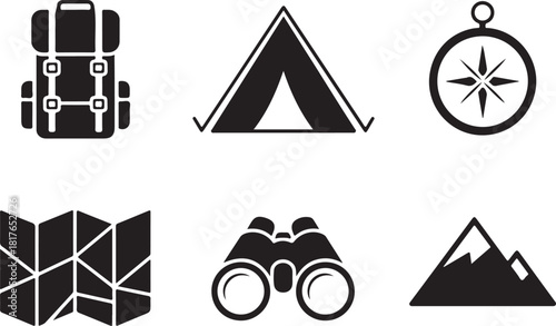 Plan a hiking adventure with outdoor gear icons