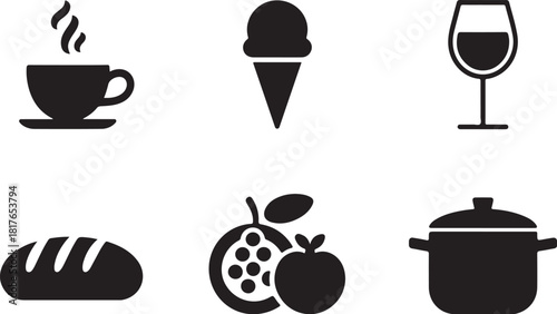 Food and drink icons for restaurant menu design