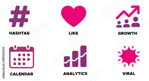 Social media icon set flat vector design elements for marketing and business isolated on white background